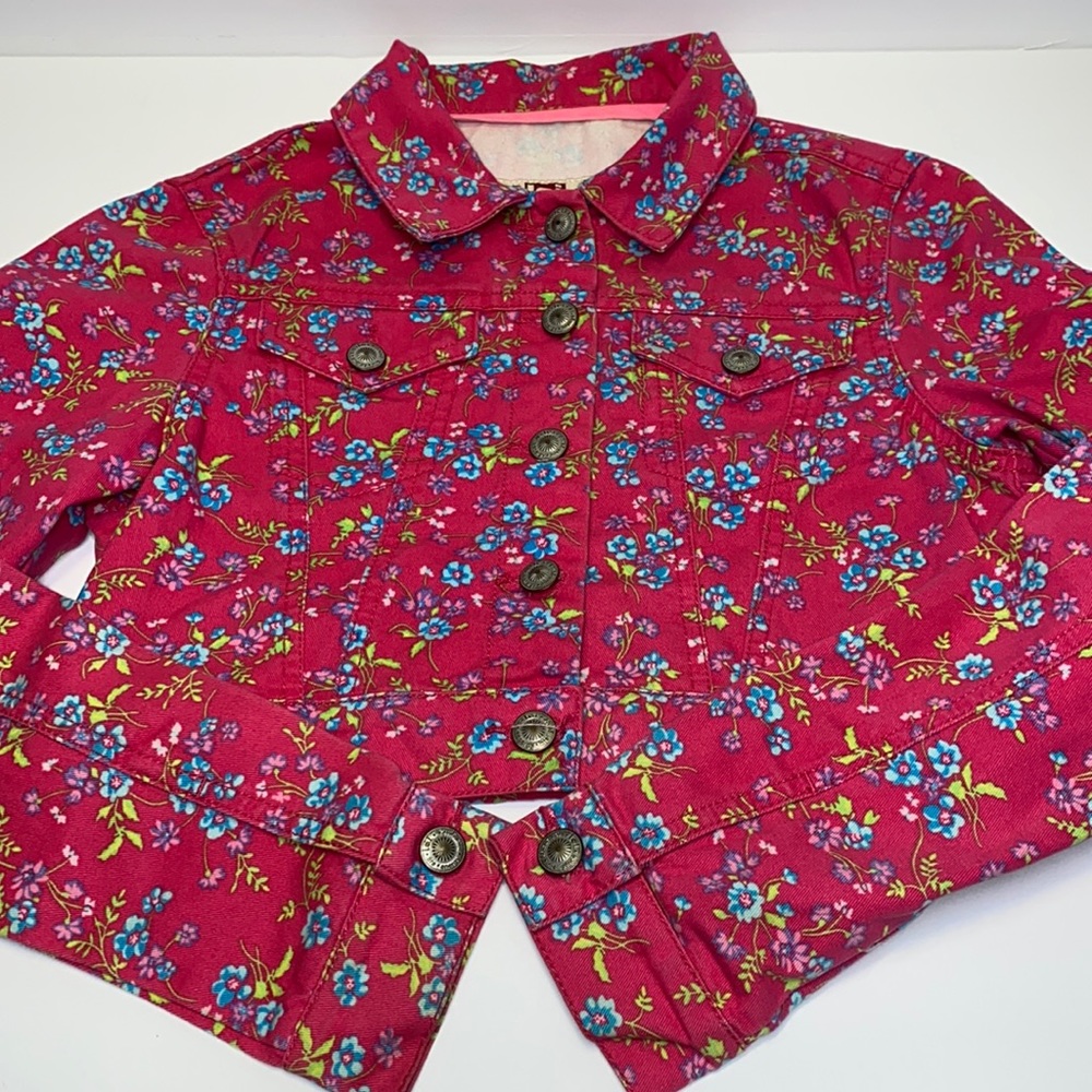 L.E.I.  Floral Crop Top Jean Jacket